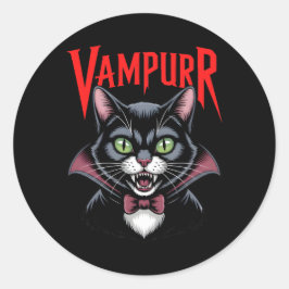 Spooky Dapper Vampier Vampier Cat Halloween Ronde Sticker