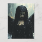 Spooky Dark Angel in Rain Fantasy Briefkaart (Voorkant)