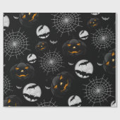 Spooky Dark Halloween Pattern Cadeaupapier (Vlak)