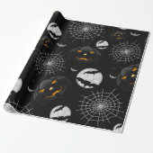 Spooky Dark Halloween Pattern Cadeaupapier (Uitgerold)
