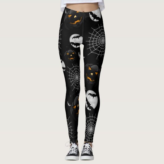 Spooky Dark Halloween Pattern Leggings (Voorkant)