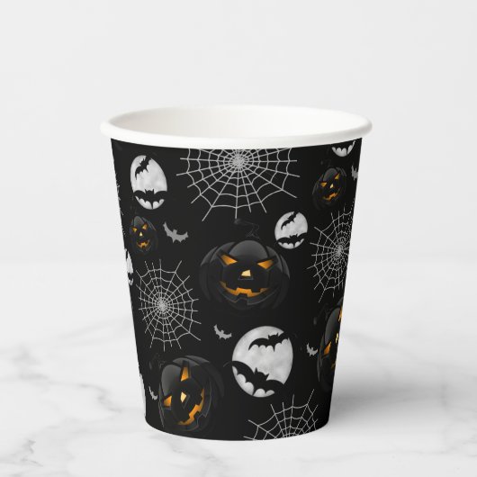 Spooky Dark Halloween Pattern Papieren Bekers (Voorkant)