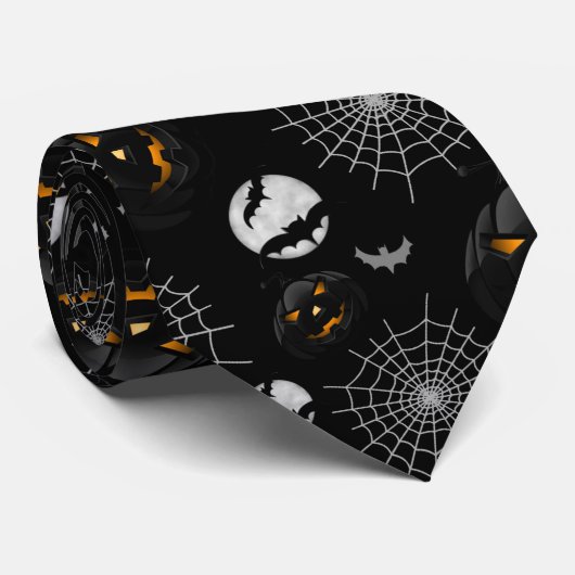 Spooky Dark Halloween Pattern Stropdas (Opgerold)