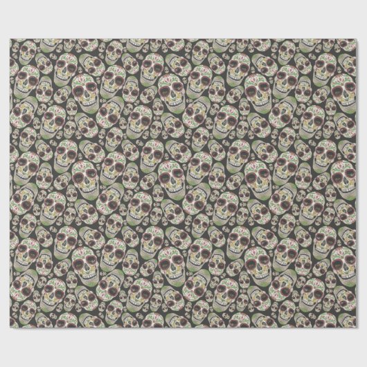 Spooky Day of the Dead Sugar Skulls Pattern Cadeaupapier (Vlak)