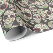 Spooky Day of the Dead Sugar Skulls Pattern Cadeaupapier (Rol Hoek)