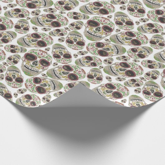 Spooky Day of the Dead Sugar Skulls Pattern Cadeaupapier (Hoek)