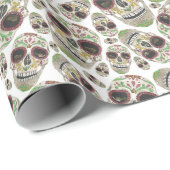 Spooky Day of the Dead Sugar Skulls Pattern Cadeaupapier (Rol Hoek)