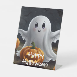 Spooky Delight: spookachtig Halloween-plezier Reclamebord Met Voetstuk
