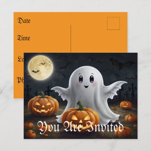 Spooky Delight: spookachtig Halloween-plezier Uitnodiging Briefkaart (Voorkant / Achterkant)