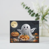 Spooky Delight: spookachtig Halloween-plezier Uitnodiging Briefkaart (Staand voorkant)