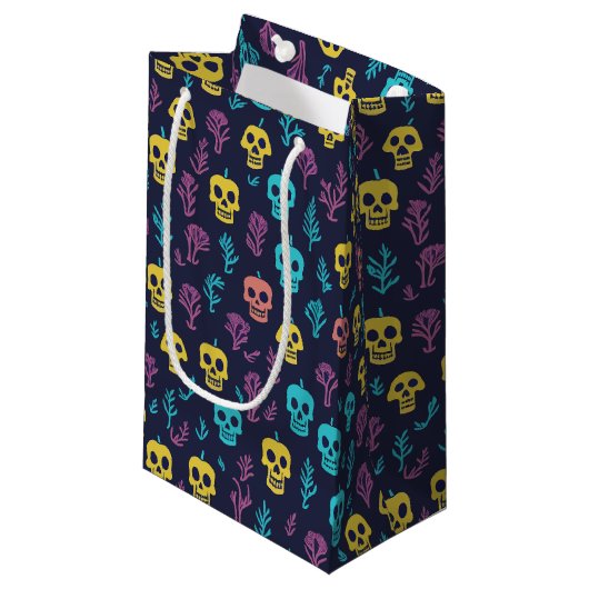 Spooky Dia de los Muertos kleurrijk schedelpatroon Klein Cadeauzakje (Voorkant Gekanteld)