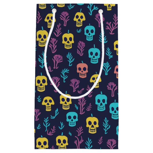 Spooky Dia de los Muertos kleurrijk schedelpatroon Klein Cadeauzakje (Voorkant)