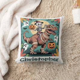 Spooky Dino Rider – Skeleton on Mummy T-Rex  Kussen