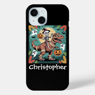Spooky Dino Rider - Skeleton op Mummy T-Rex iPhone 15 Case