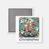 Spooky Dino Rider - Skeleton op Mummy T-Rex Magneet (Voorkant / Achterkant)