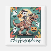 Spooky Dino Rider - Skeleton op Mummy T-Rex Magneet (Voorkant)