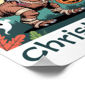 Spooky Dino Rider - Skeleton op Mummy T-Rex Poster (Hoek)