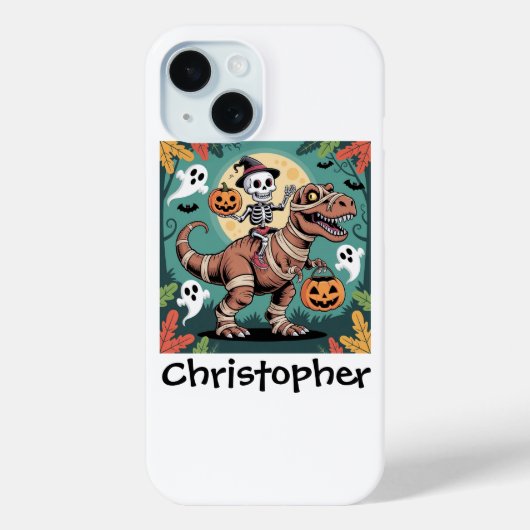Spooky Dino Ruiter – Skelet op Mummie T-Rex  Case-Mate iPhone Case (Achterkant)