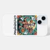 Spooky Dino Ruiter – Skelet op Mummie T-Rex  Case-Mate iPhone Case (Achterkant (horizontaal))