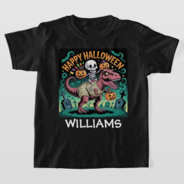 Spooky Dino Ruiter – Skelet op Mummie T-Rex  T-shirt