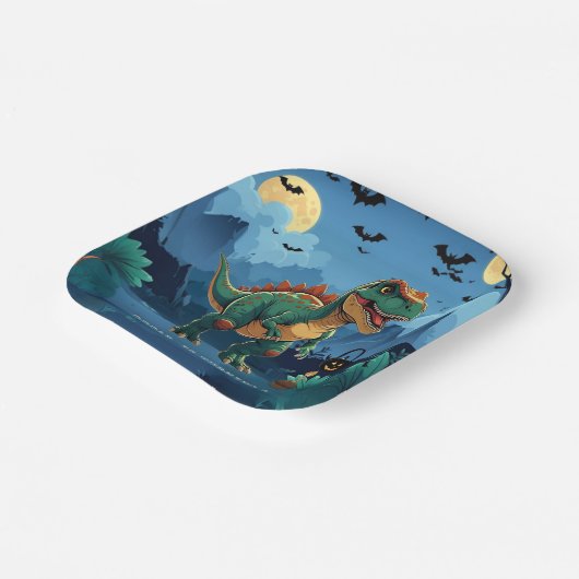 Spooky Dinosaur Halloween Verjaardag Custom T-Rex Papieren Bordje (Gebogen)
