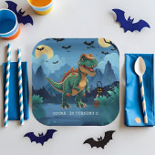 Spooky Dinosaur Halloween Verjaardag Custom T-Rex Papieren Bordje