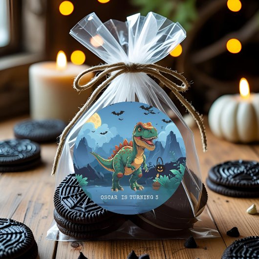 Spooky Dinosaur Halloween Verjaardag Custom T-Rex Ronde Sticker