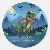 Spooky Dinosaur Halloween Verjaardag Custom T-Rex Ronde Sticker (Voorkant)