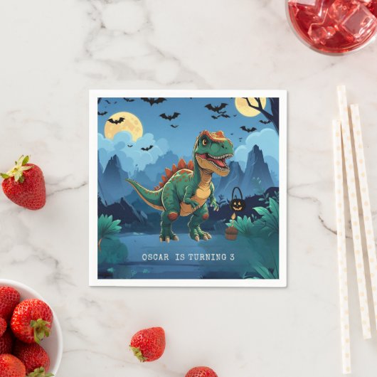 Spooky Dinosaur Halloween Verjaardag Custom T-Rex Servet (Insitu)