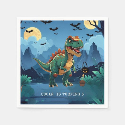 Spooky Dinosaur Halloween Verjaardag Custom T-Rex Servet (Voorkant)