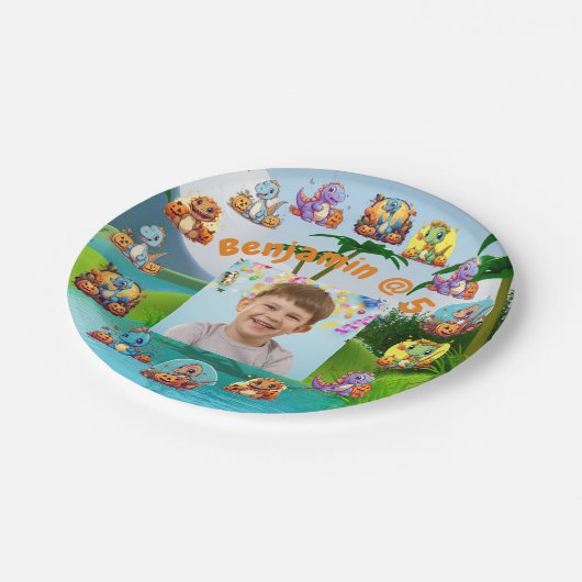 Spooky dinosaurus Halloween Verjaardagspapier bord (Gekanteld)