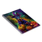 Spooky Doberman Hond Halloween Heks en Pompoen Notitieboek (Rechterzijde)