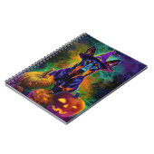 Spooky Doberman Hond Halloween Heks en Pompoen Notitieboek (Linkerzijde)