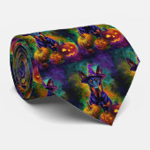 Spooky Doberman Hond Halloween Heks en Pompoen Stropdas (Opgerold)