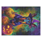 Spooky Doberman Hond Halloween Heks en Pompoen Tafelkleed (Voorkant (Horizontaal))