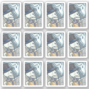 SPOOKY DODE MAN SKELETON ROKING GHOST IN CEMETERIN STICKER