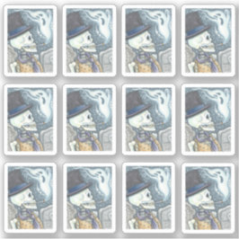 SPOOKY DODE MAN SKULL ROKING GHOST IN CEMETERING STICKER