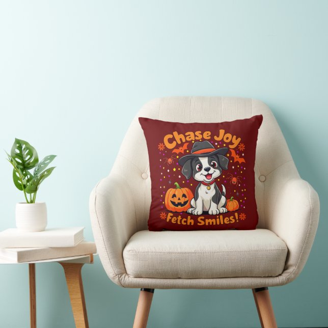 Spooky Dog Art: Haal Halloween Joy & Smiles op! Kussen (Stoel)