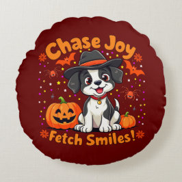 Spooky Dog Art: Haal Halloween Joy & Smiles op! Rond Kussen