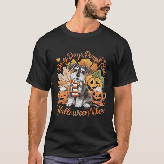 Spooky Dog Day Pumpkin Glow Halloween Vibes & fun T-shirt (Voorkant)