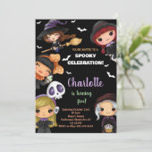 Spooky Dolls Halloween Verjaardag Uitnodigingen (Staand voorkant)