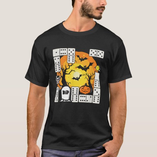 Spooky Dominoes Speler Domino Bordspel Halloween T-shirt (Voorkant)
