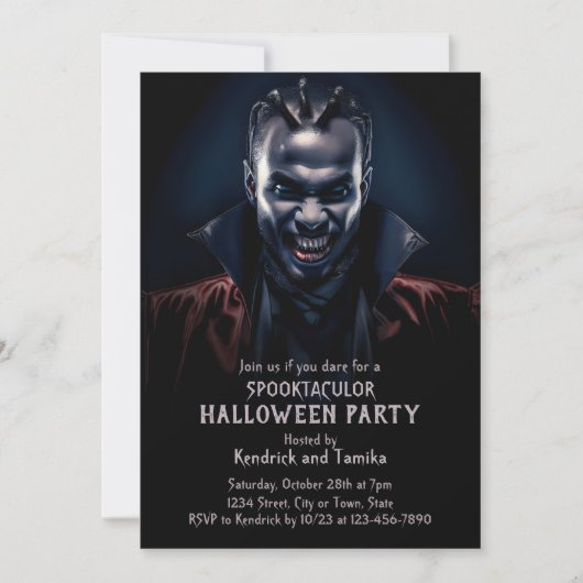 Spooky Dracula Halloween Kostuum Party Kaart (Voorkant)