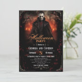 Spooky Dracula Halloween Party Kaart (Staand voorkant)
