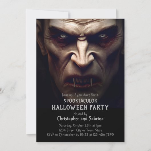 Spooky Dracula Halloween Party Kaart (Voorkant)