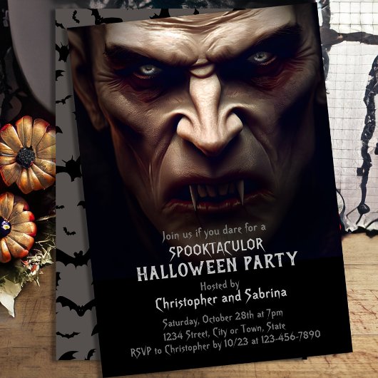 Spooky Dracula Halloween Party Kaart