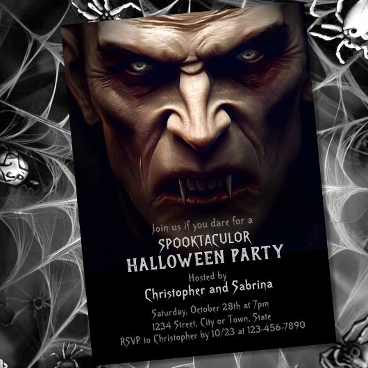 Spooky Dracula Halloween Party Kaart