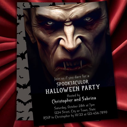 Spooky Dracula Halloween Party Kaart
