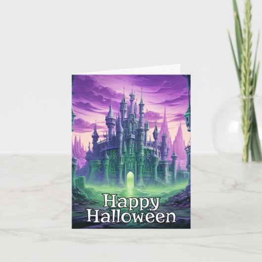 Spooky Dreadful Haunted House | Happy Halloween Kaart (Voorkant)