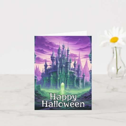 Spooky Dreadful Haunted House | Happy Halloween Kaart (Kleine Plant)